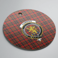 Clan Cumming Hunting Weathered Tartan Crest Round Ceramic Ornament BD39 Cumming Hunting Weathered Tartan Tartan Christmas   