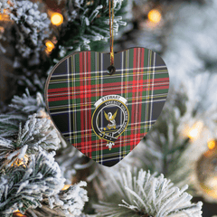 Clan Stewart Black Tartan Crest Heart Ceramic Ornament VH59 Stewart Black Tartan Tartan Christmas   