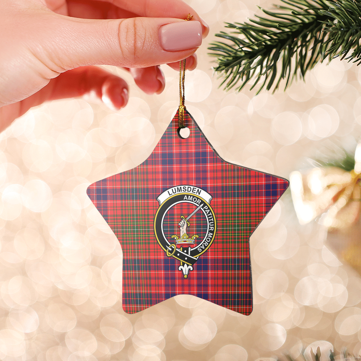 Clan Lumsden Modern Tartan Crest Star Ceramic Ornament VH87 Lumsden Modern Tartan Tartan Christmas   