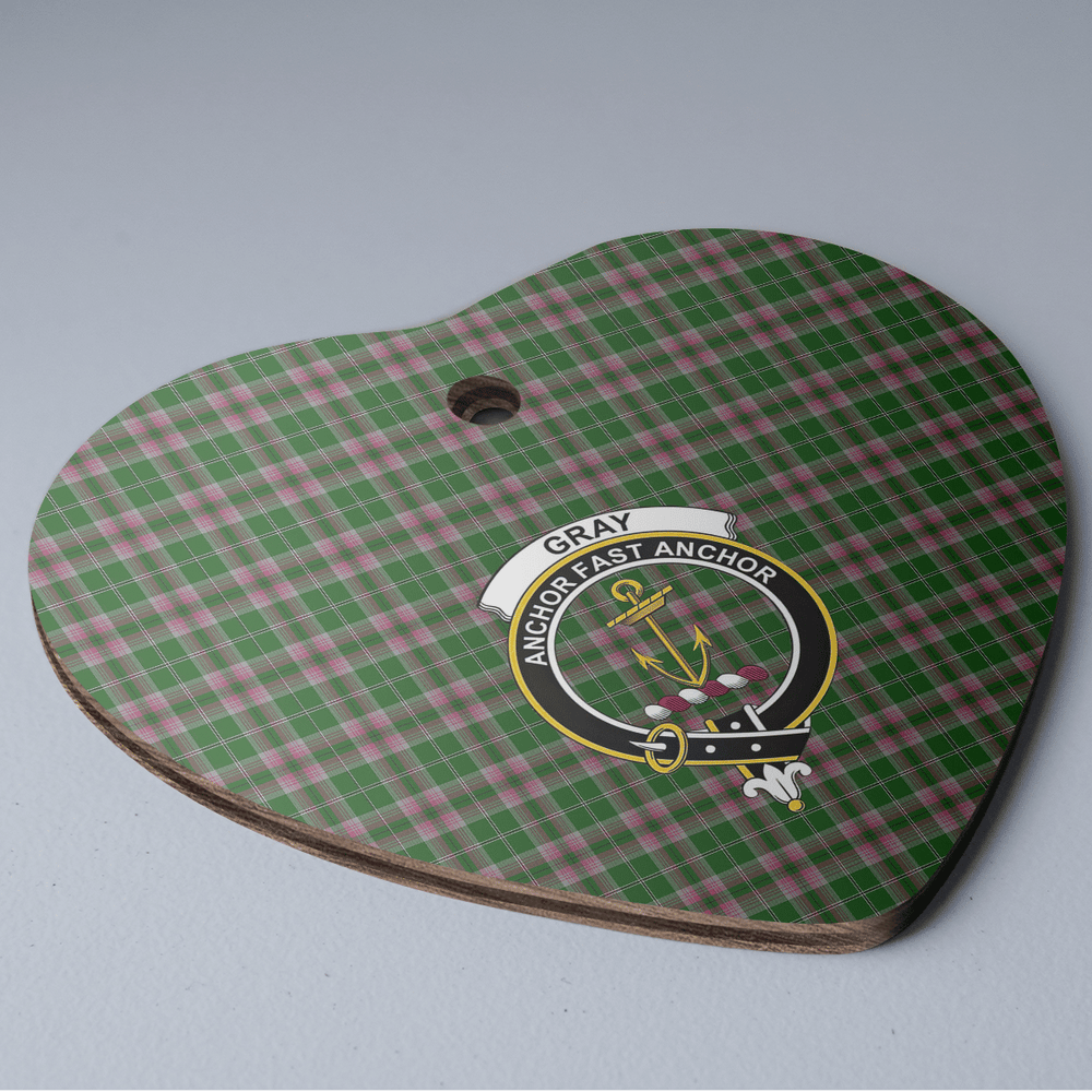 Clan Gray Hunting Tartan Crest Heart Ceramic Ornament WL85 Gray Hunting Tartan Tartan Christmas   