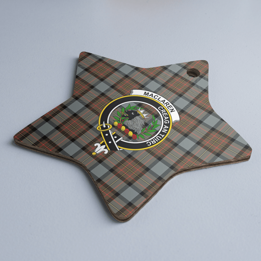 Clan MacLaren Weathered Tartan Crest Star Ceramic Ornament US16 MacLaren Weathered Tartan Tartan Christmas   