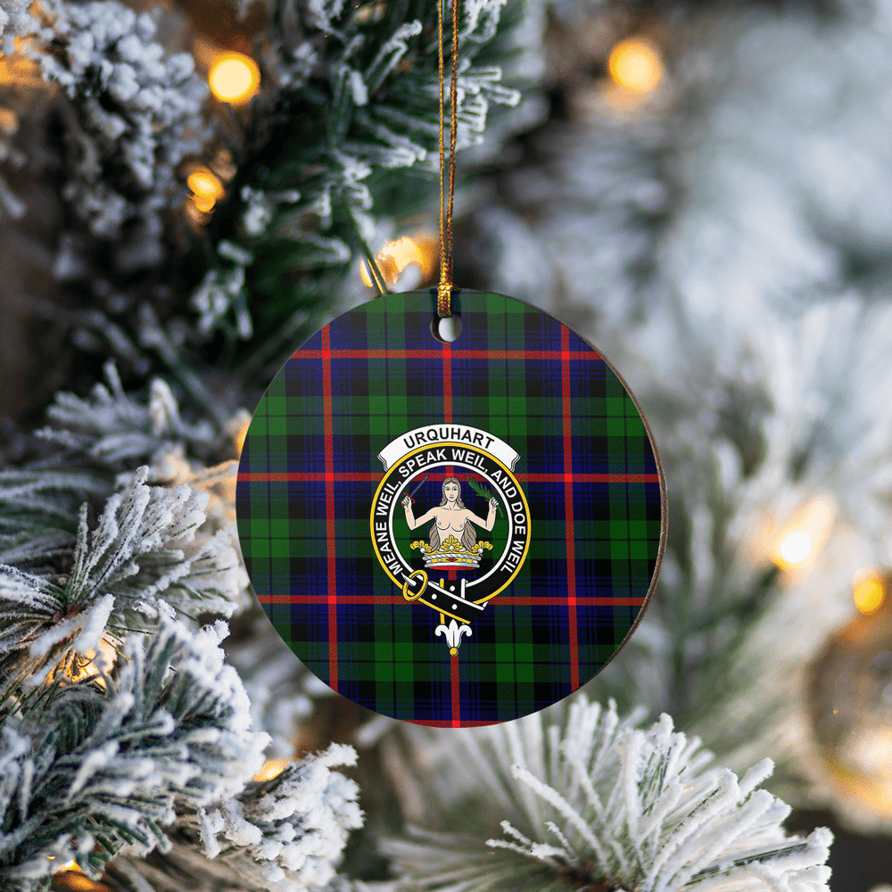 Clan Urquhart Modern Tartan Crest Round Ceramic Ornament PR93 Urquhart Modern Tartan Tartan Christmas   