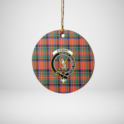 Clan Stewart Royal Ancient Tartan Crest Round Ceramic Ornament