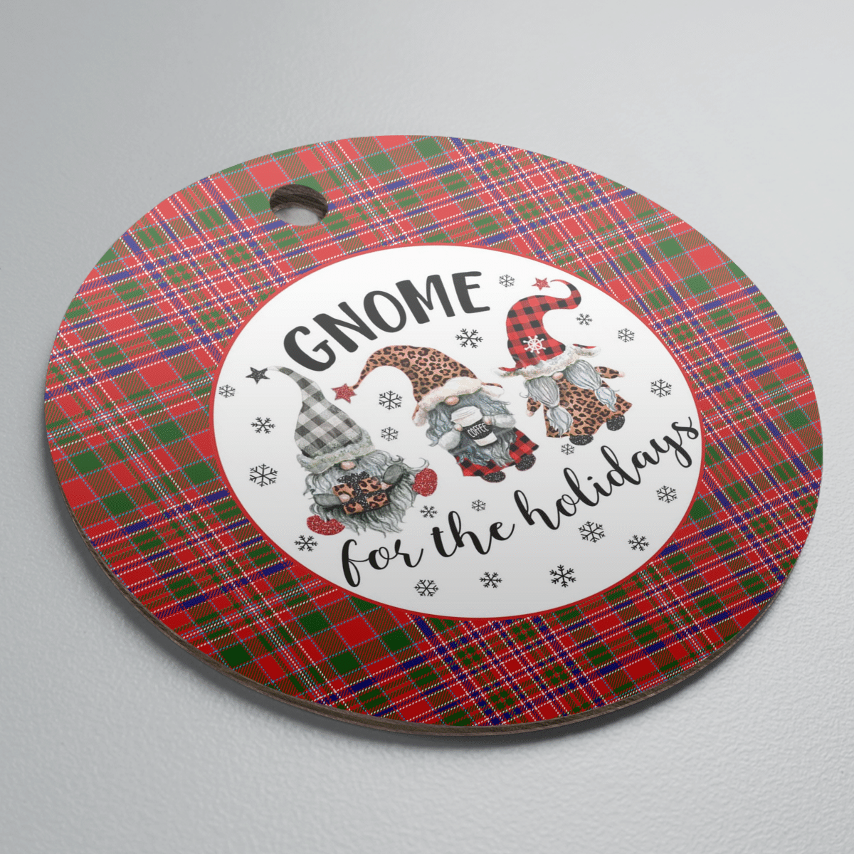 Clan MacAlister Modern Tartan Tartan Crest Gnome Round Ceramic Ornament XC89 MacAlister Modern Tartan Tartan Christmas   