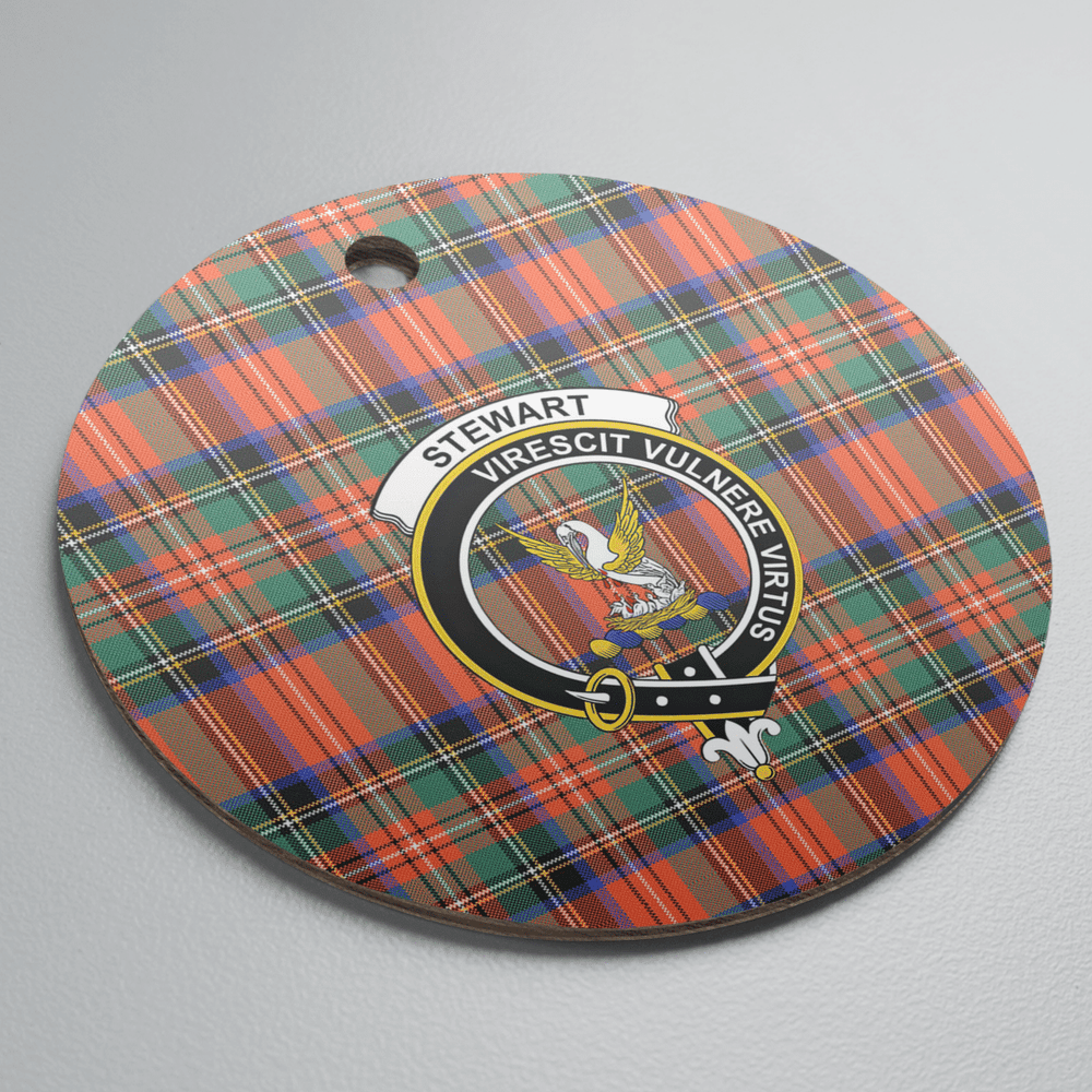 Clan Stewart Royal Ancient Tartan Crest Round Ceramic Ornament DZ23 Stewart Royal Ancient Tartan Tartan Christmas   