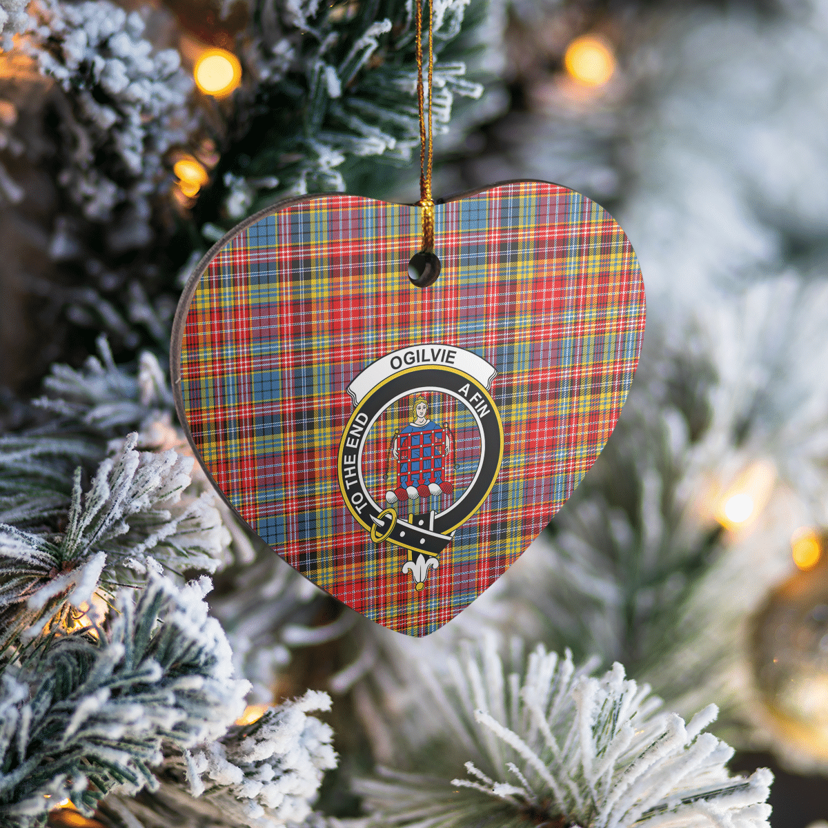Clan Ogilvie of Airlie Ancient Tartan Crest Heart Ceramic Ornament HZ47 Ogilvie of Airlie Ancient Tartan Tartan Christmas   
