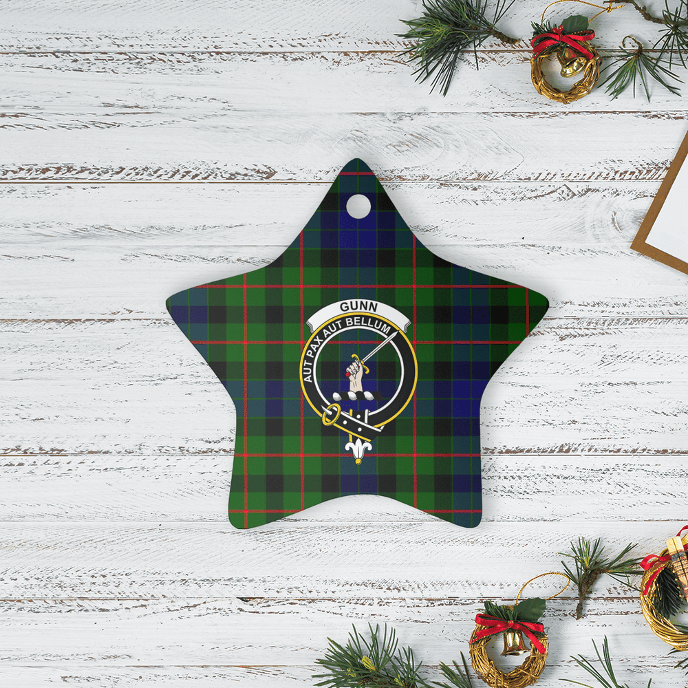 Clan Gunn Modern Tartan Crest Star Ceramic Ornament SX78 Gunn Modern Tartan Tartan Christmas   