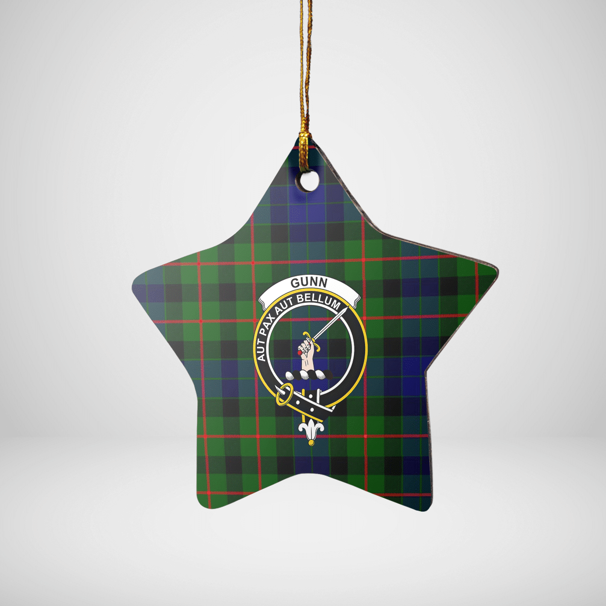 Clan Gunn Modern Tartan Crest Star Ceramic Ornament SX78 Gunn Modern Tartan Tartan Christmas   