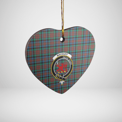 Clan MacDuff Hunting Ancient Tartan Crest Heart Ceramic Ornament JL49 MacDuff Hunting Ancient Tartan Tartan Christmas   