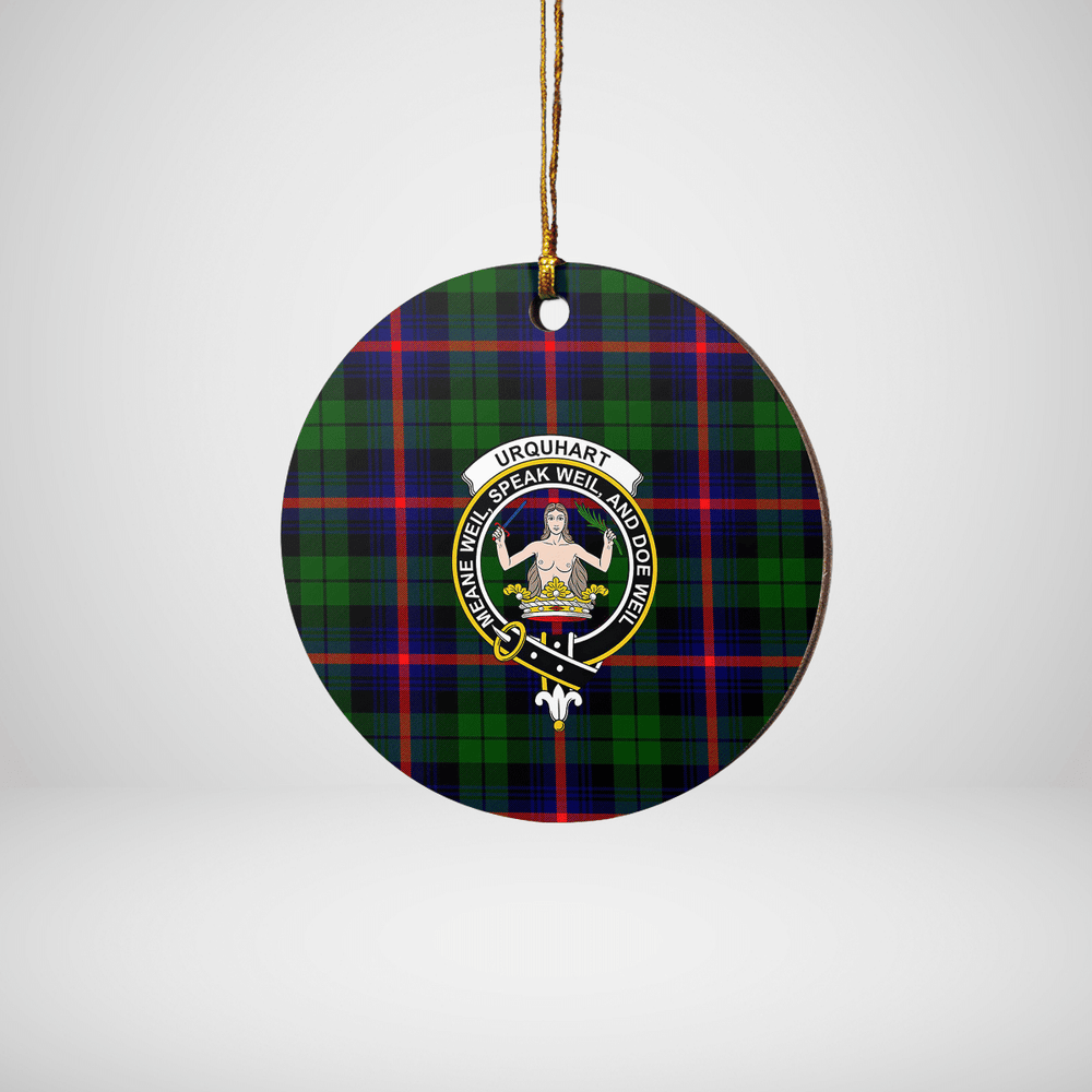 Clan Urquhart Modern Tartan Crest Round Ceramic Ornament PR93 Urquhart Modern Tartan Tartan Christmas   