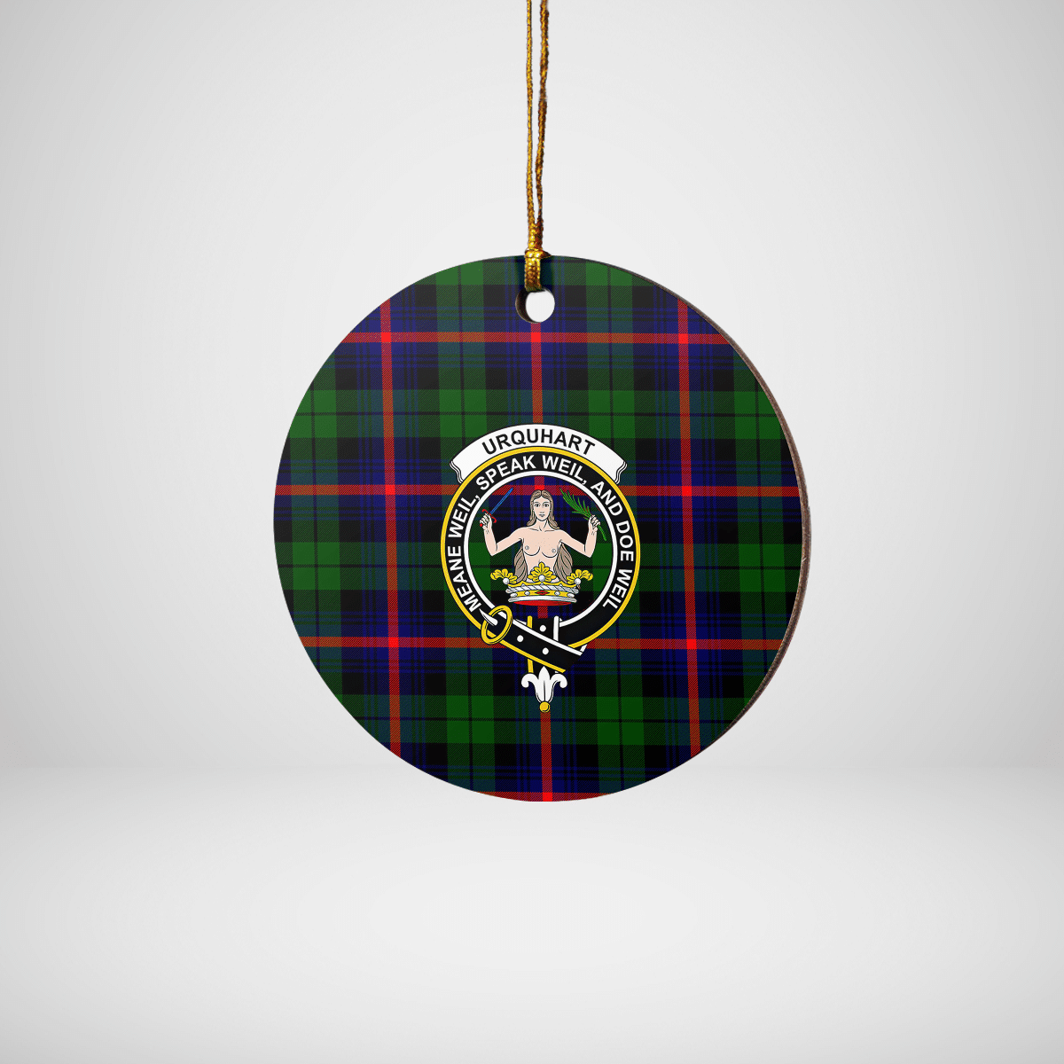 Clan Urquhart Modern Tartan Crest Round Ceramic Ornament PR93 Urquhart Modern Tartan Tartan Christmas   