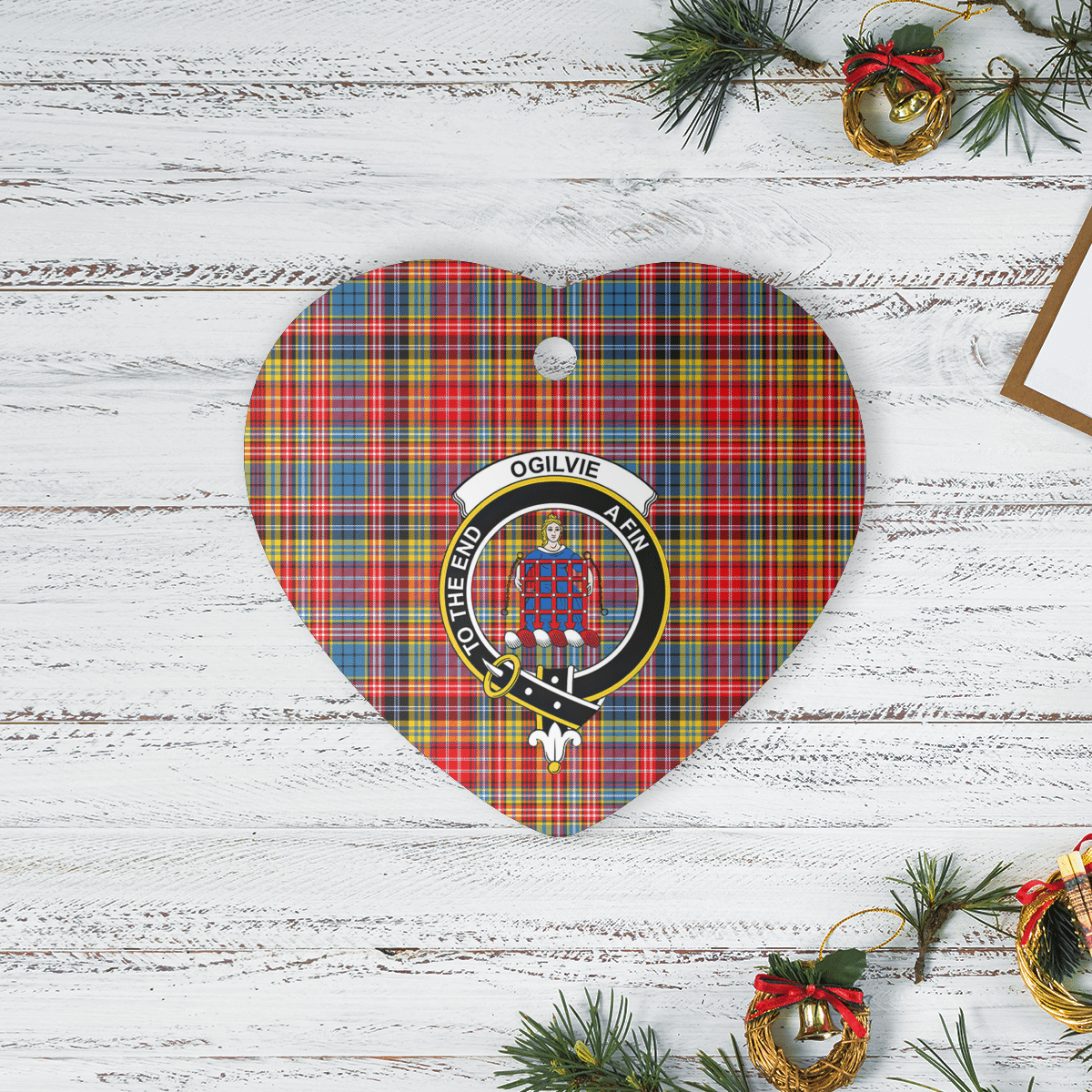 Clan Ogilvie of Airlie Ancient Tartan Crest Heart Ceramic Ornament HZ47 Ogilvie of Airlie Ancient Tartan Tartan Christmas   