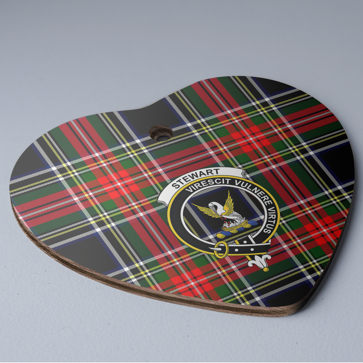 Clan Stewart Black Tartan Crest Heart Ceramic Ornament VH59 Stewart Black Tartan Tartan Christmas   