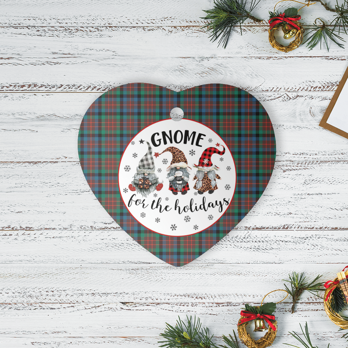 Clan MacDuff Hunting Ancient Tartan Tartan Crest Gnome Heart Ceramic Ornament UQ72 MacDuff Hunting Ancient Tartan Tartan Christmas   