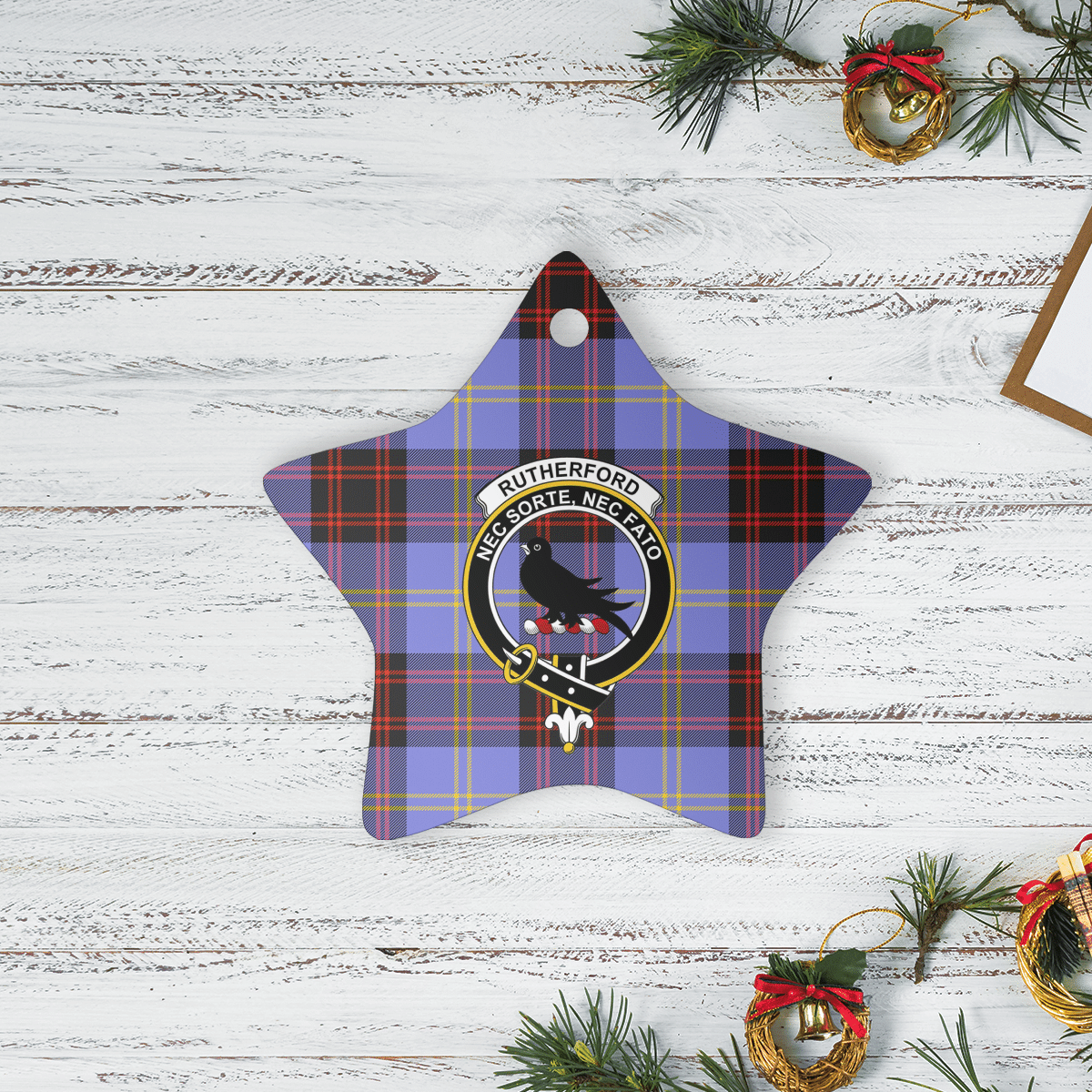 Clan Rutherford Tartan Crest Star Ceramic Ornament CT31 Rutherford Tartan Tartan Christmas   