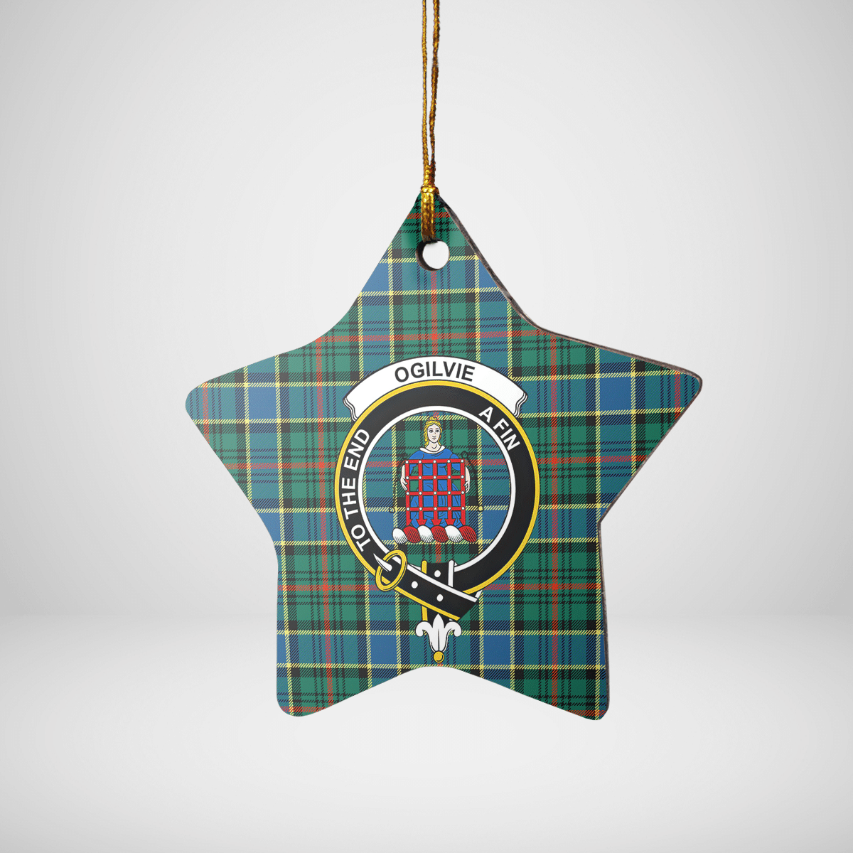 Clan Ogilvie Hunting Ancient Tartan Crest Star Ceramic Ornament MW19 Ogilvie Hunting Ancient Tartan Tartan Christmas   