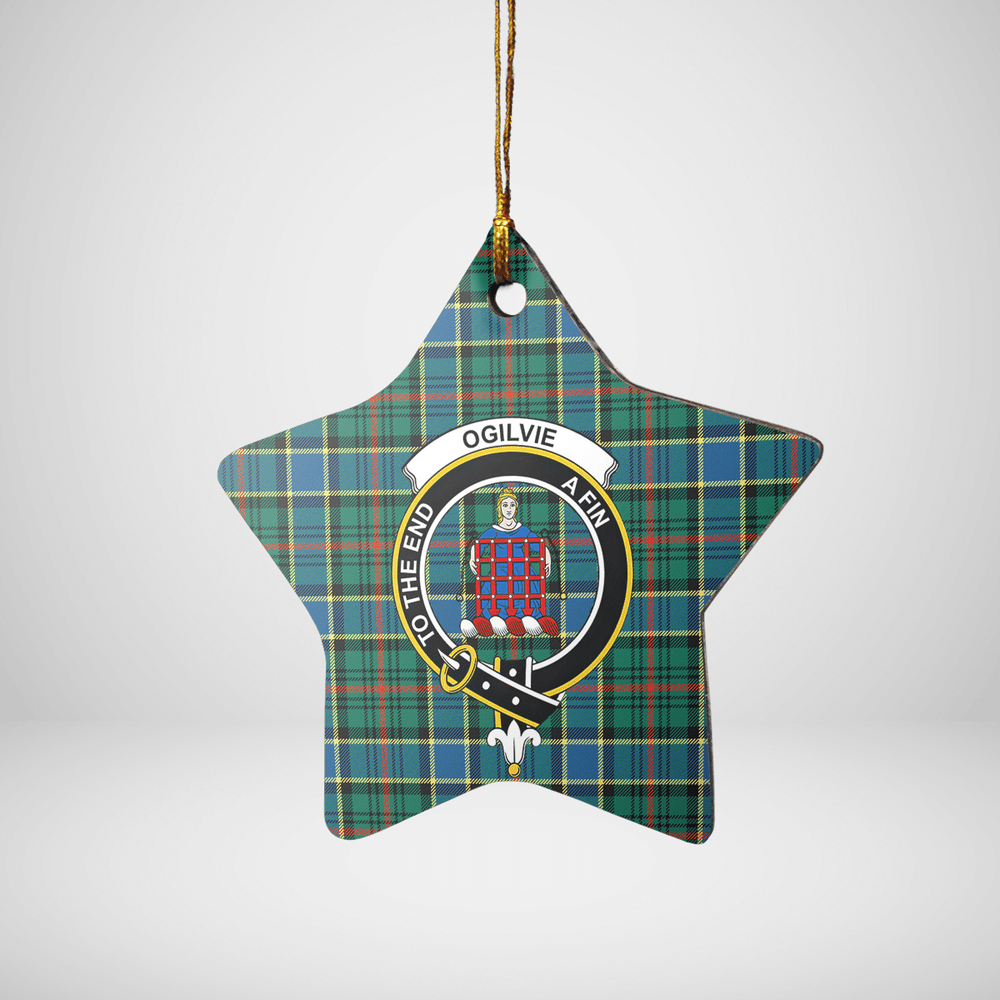Clan Ogilvie Hunting Ancient Tartan Crest Star Ceramic Ornament MW19 Ogilvie Hunting Ancient Tartan Tartan Christmas   