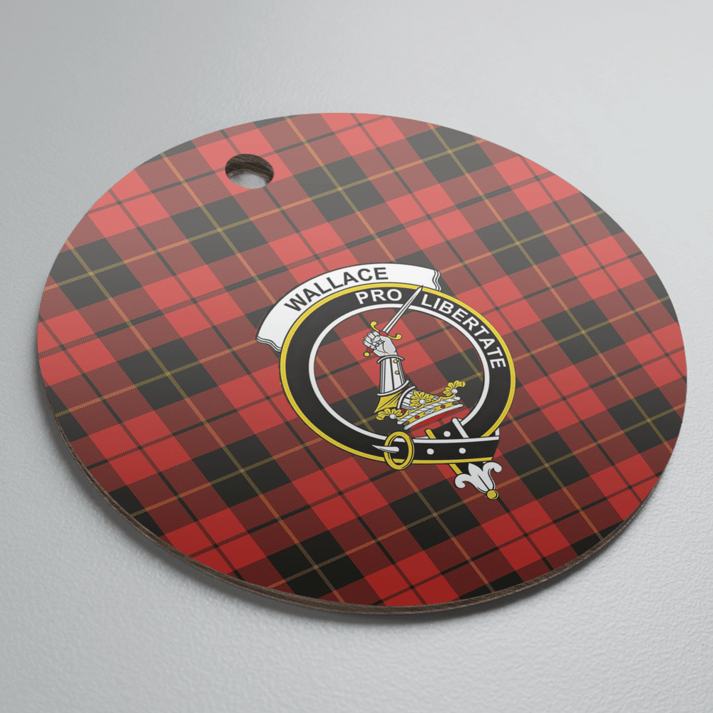 Clan Wallace Weathered Tartan Crest Round Ceramic Ornament KZ29 Wallace Weathered Tartan Tartan Christmas   