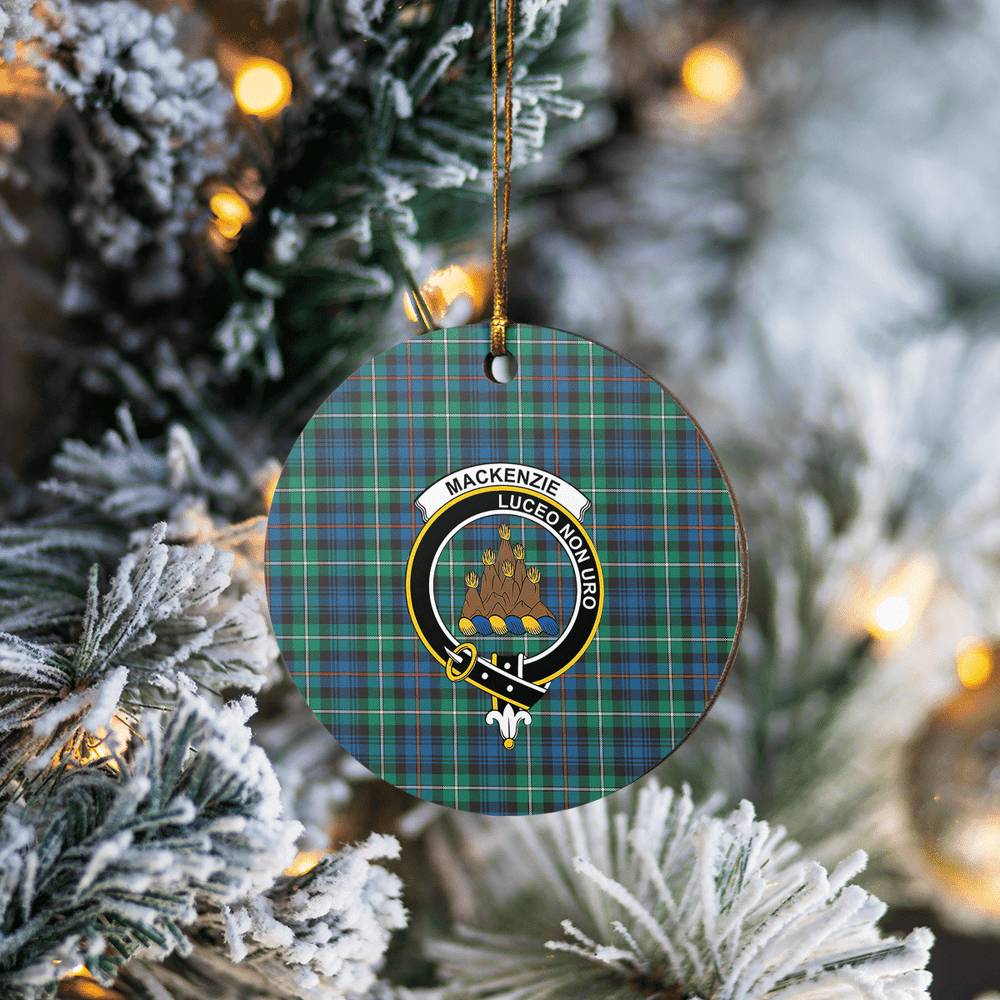 Clan MacKenzie Ancient Tartan Crest Round Ceramic Ornament RC68 MacKenzie Ancient Tartan Tartan Christmas   