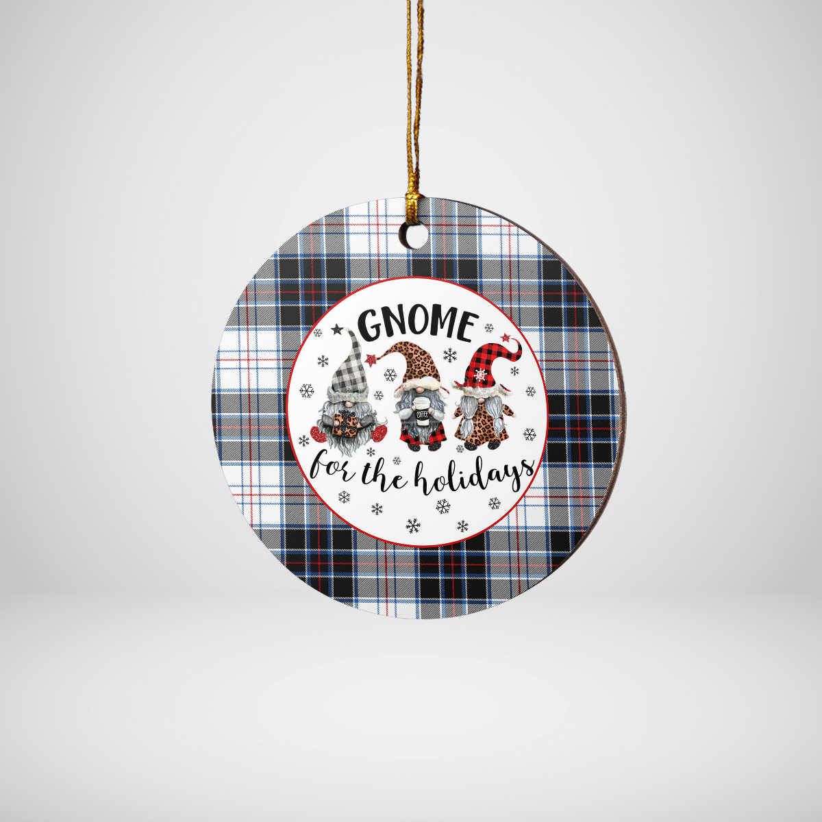 Clan MacRae Dress Modern Tartan Tartan Crest Gnome Round Ceramic Ornament EQ64 MacRae Dress Modern Tartan Tartan Christmas   