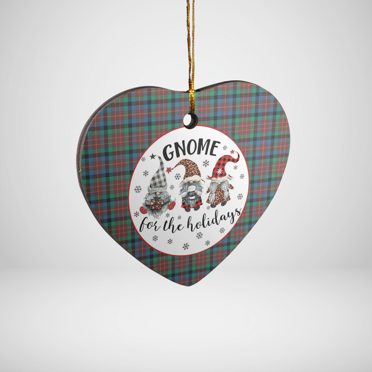 Clan MacDuff Hunting Ancient Tartan Tartan Crest Gnome Heart Ceramic Ornament UQ72 MacDuff Hunting Ancient Tartan Tartan Christmas   