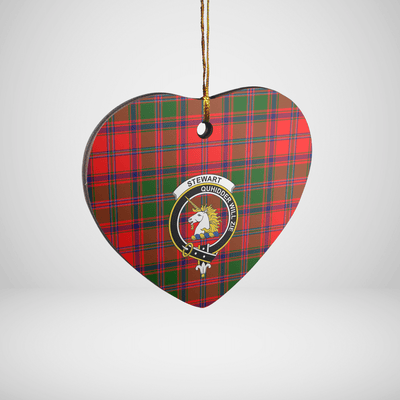 Clan Stewart of Appin Modern Tartan Crest Heart Ceramic Ornament