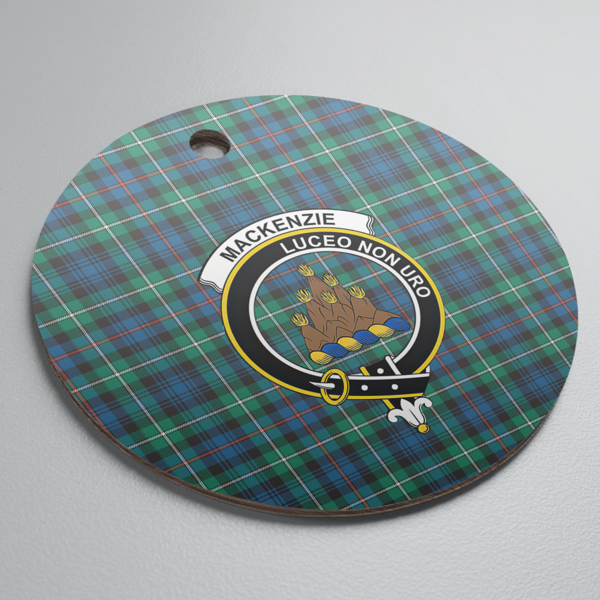 Clan MacKenzie Ancient Tartan Crest Round Ceramic Ornament RC68 MacKenzie Ancient Tartan Tartan Christmas   