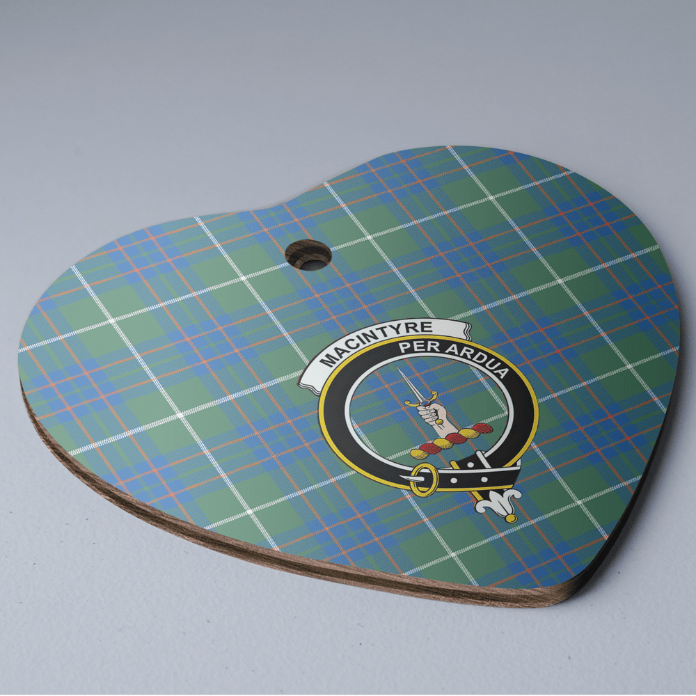 Clan MacIntyre Hunting Ancient Tartan Crest Heart Ceramic Ornament NA82 MacIntyre Hunting Ancient Tartan Tartan Christmas   