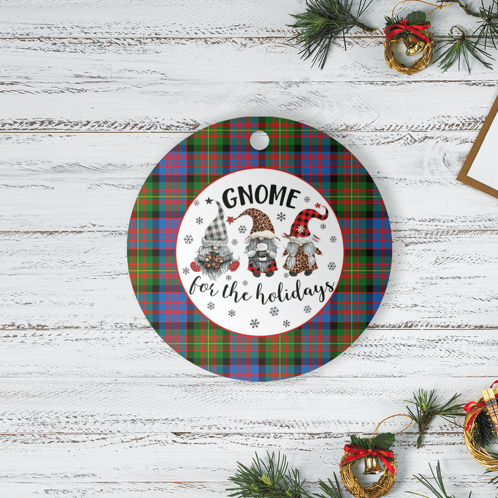 Clan Carnegie Ancient Tartan Tartan Crest Gnome Round Ceramic Ornament IJ47 Carnegie Ancient Tartan Tartan Christmas   