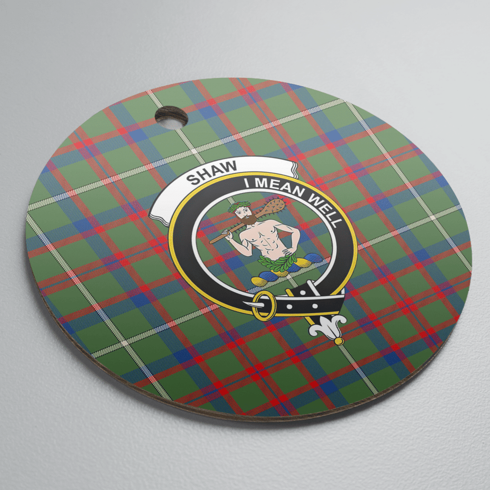 Clan Shaw Green Modern Tartan Crest Round Ceramic Ornament VT84 Shaw Green Modern Tartan Tartan Christmas   