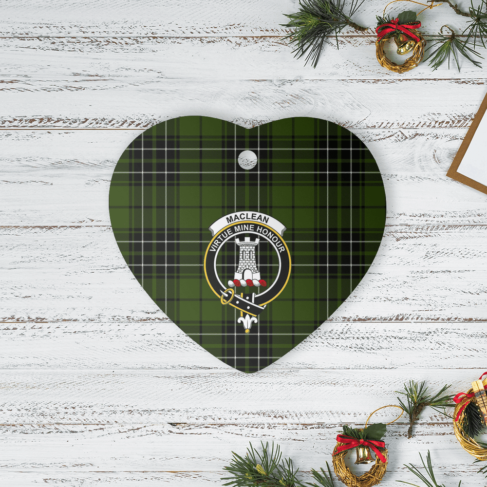 Clan MacLean Hunting Tartan Crest Heart Ceramic Ornament AF24 MacLean Hunting Tartan Tartan Christmas   