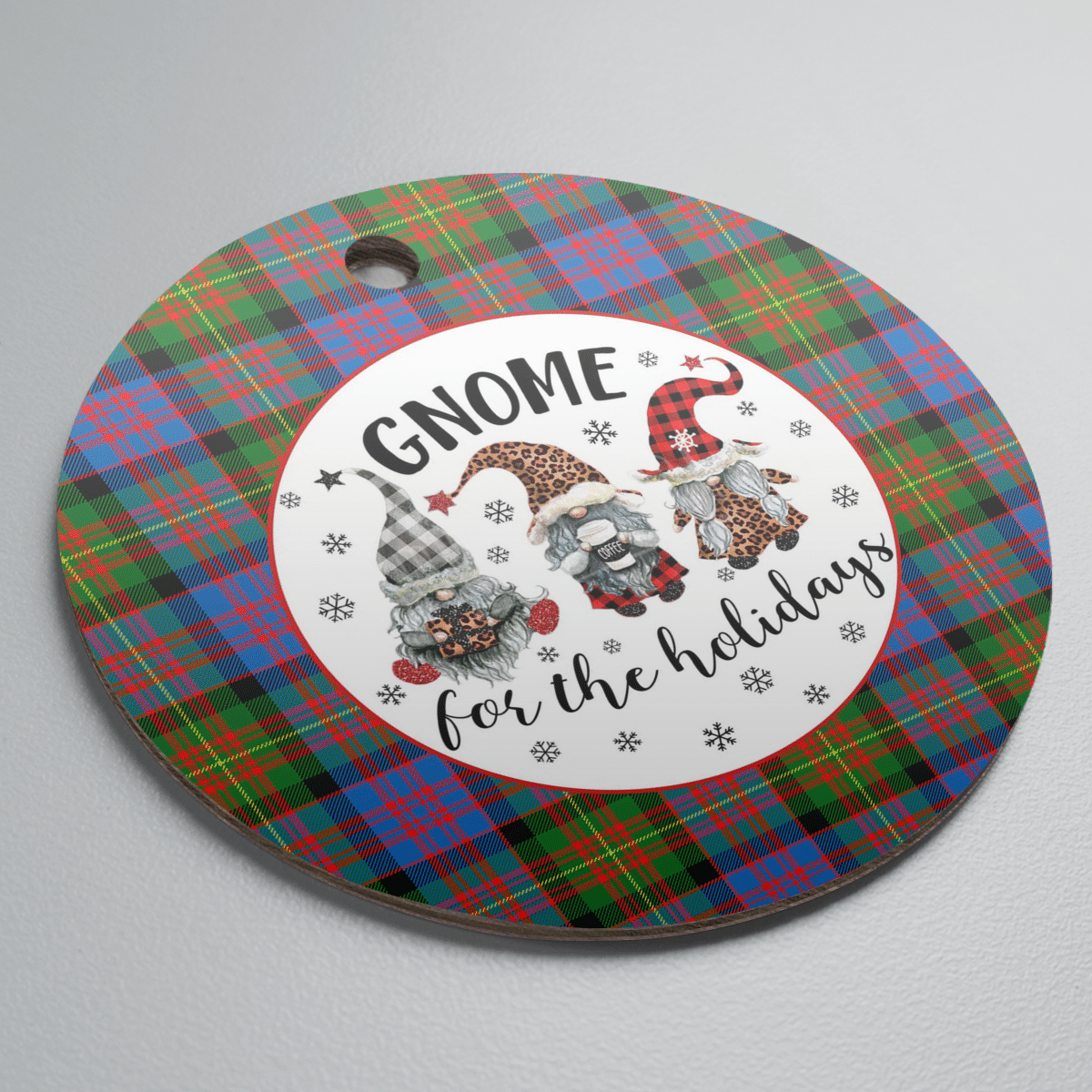 Clan Carnegie Ancient Tartan Tartan Crest Gnome Round Ceramic Ornament IJ47 Carnegie Ancient Tartan Tartan Christmas   