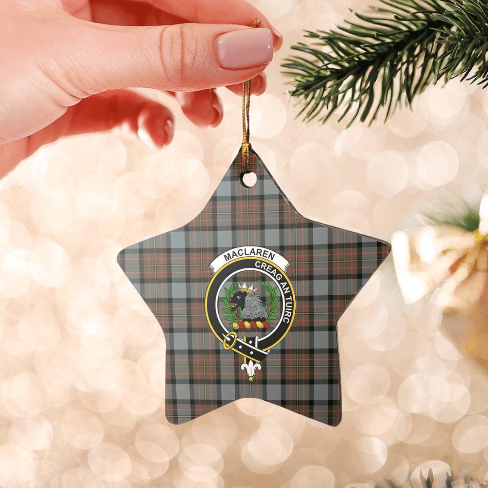 Clan MacLaren Weathered Tartan Crest Star Ceramic Ornament US16 MacLaren Weathered Tartan Tartan Christmas   