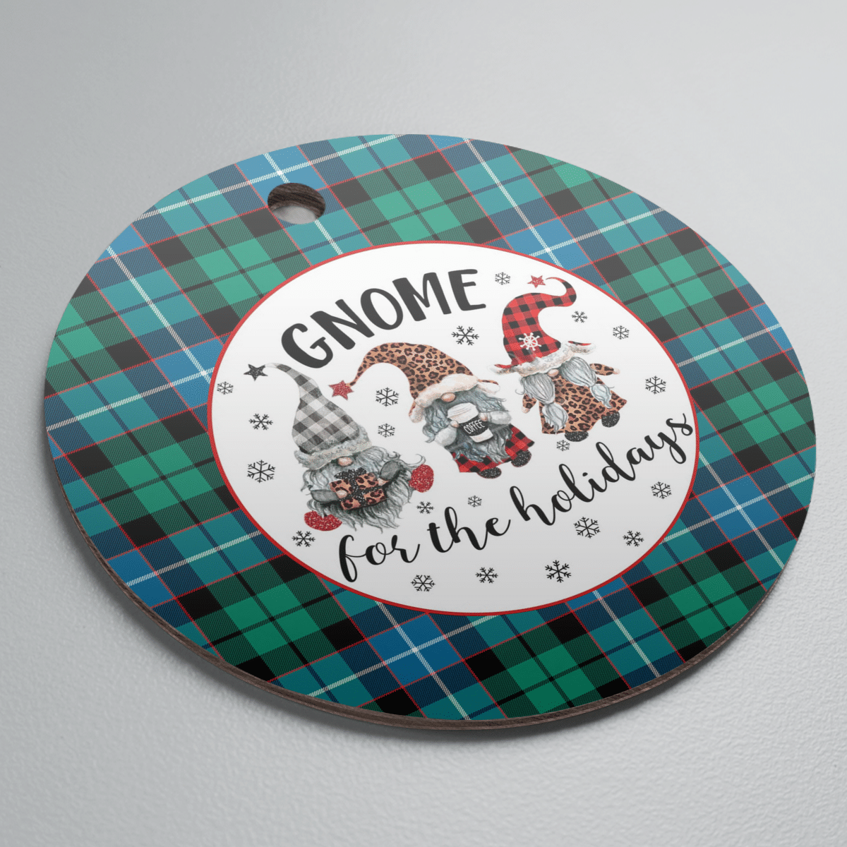 Clan Galbraith Ancient Tartan Tartan Crest Gnome Round Ceramic Ornament VB73 Galbraith Ancient Tartan Tartan Christmas   