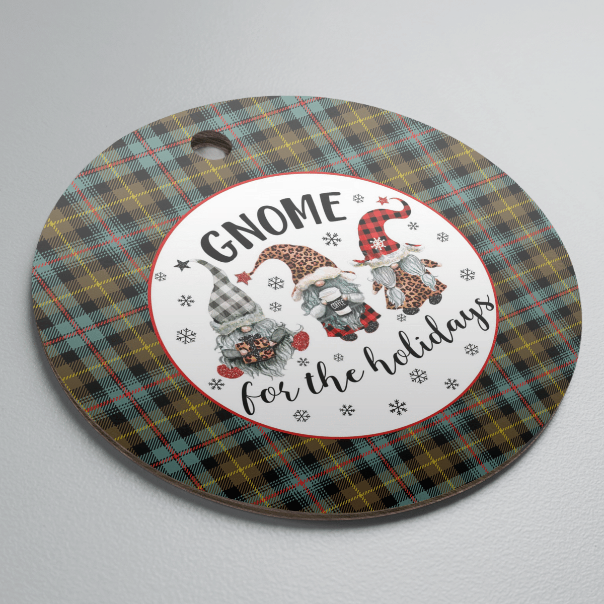 Clan Farquharson Weathered  Tartan Tartan Crest Gnome Round Ceramic Ornament GE59 Farquharson Weathered Tartan Tartan Christmas   
