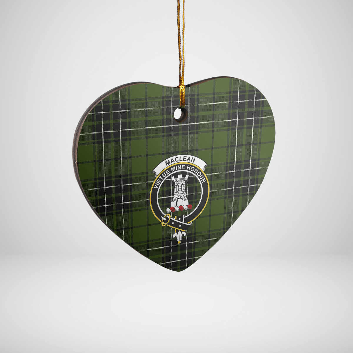 Clan MacLean Hunting Tartan Crest Heart Ceramic Ornament AF24 MacLean Hunting Tartan Tartan Christmas   