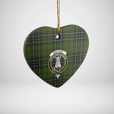 Clan MacLean Hunting Tartan Crest Heart Ceramic Ornament