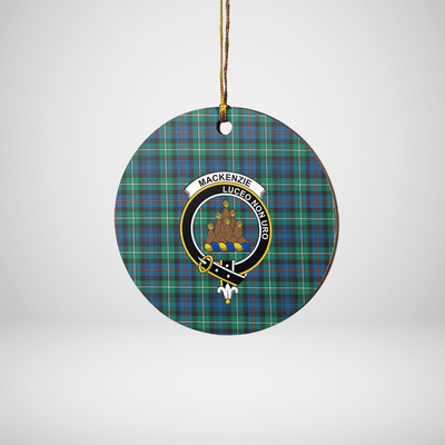 Clan MacKenzie Ancient Tartan Crest Round Ceramic Ornament RC68
