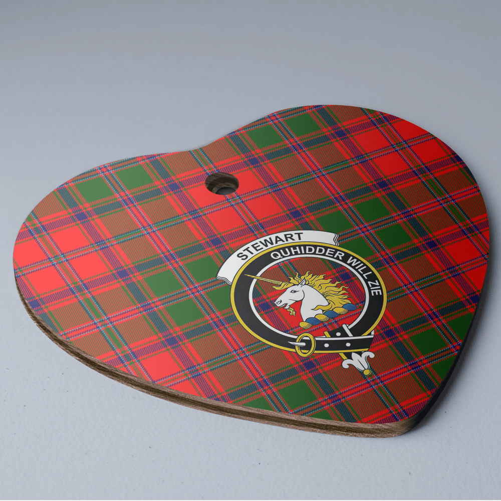 Clan Stewart of Appin Modern Tartan Crest Heart Ceramic Ornament BH70 Stewart of Appin Modern Tartan Tartan Christmas   