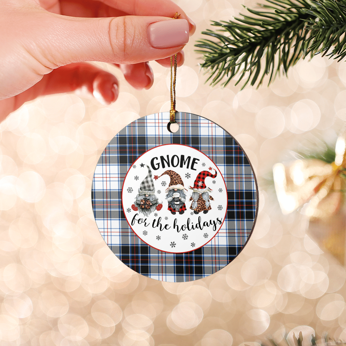 Clan MacRae Dress Modern Tartan Tartan Crest Gnome Round Ceramic Ornament EQ64 MacRae Dress Modern Tartan Tartan Christmas   