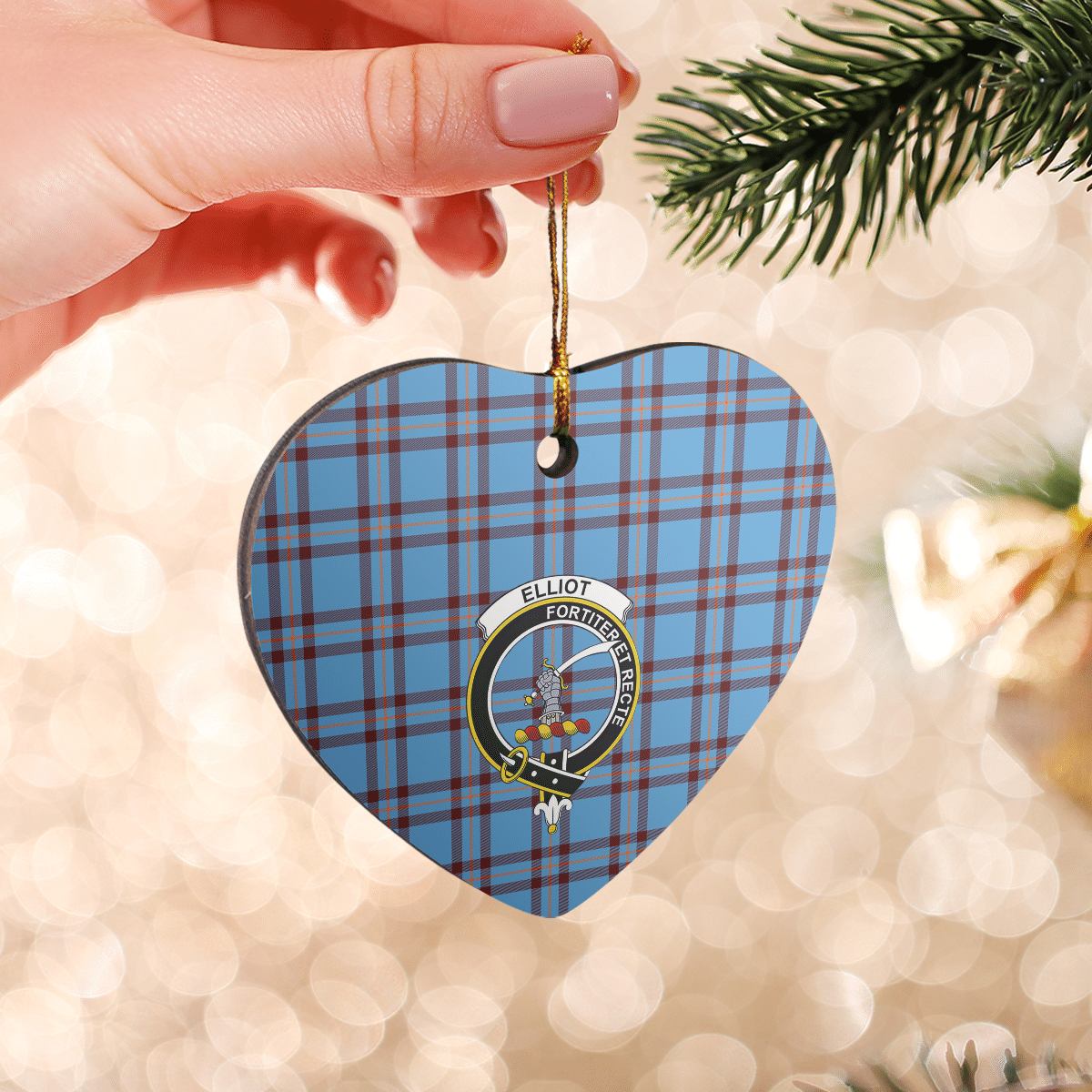 Clan Elliot Ancient Tartan Crest Heart Ceramic Ornament OQ20 Elliot Ancient Tartan Tartan Christmas   