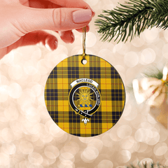 Clan MacLeod of Lewis Ancient Tartan Crest Round Ceramic Ornament RV35 MacLeod of Lewis Ancient Tartan Tartan Christmas   