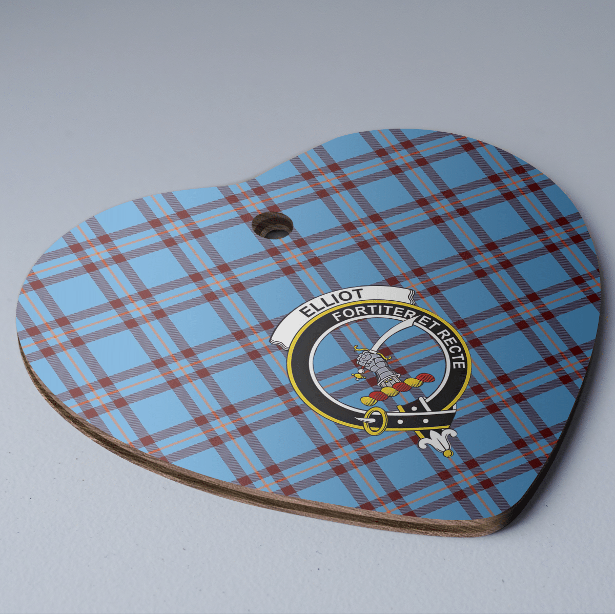 Clan Elliot Ancient Tartan Crest Heart Ceramic Ornament OQ20 Elliot Ancient Tartan Tartan Christmas   