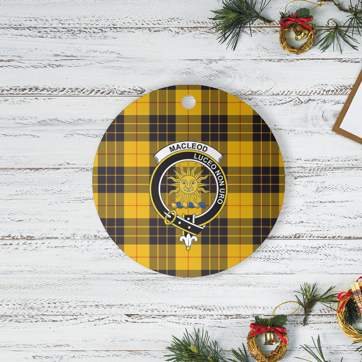 Clan MacLeod of Lewis Ancient Tartan Crest Round Ceramic Ornament RV35 MacLeod of Lewis Ancient Tartan Tartan Christmas   