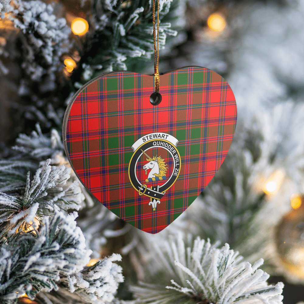 Clan Stewart of Appin Modern Tartan Crest Heart Ceramic Ornament BH70 Stewart of Appin Modern Tartan Tartan Christmas   