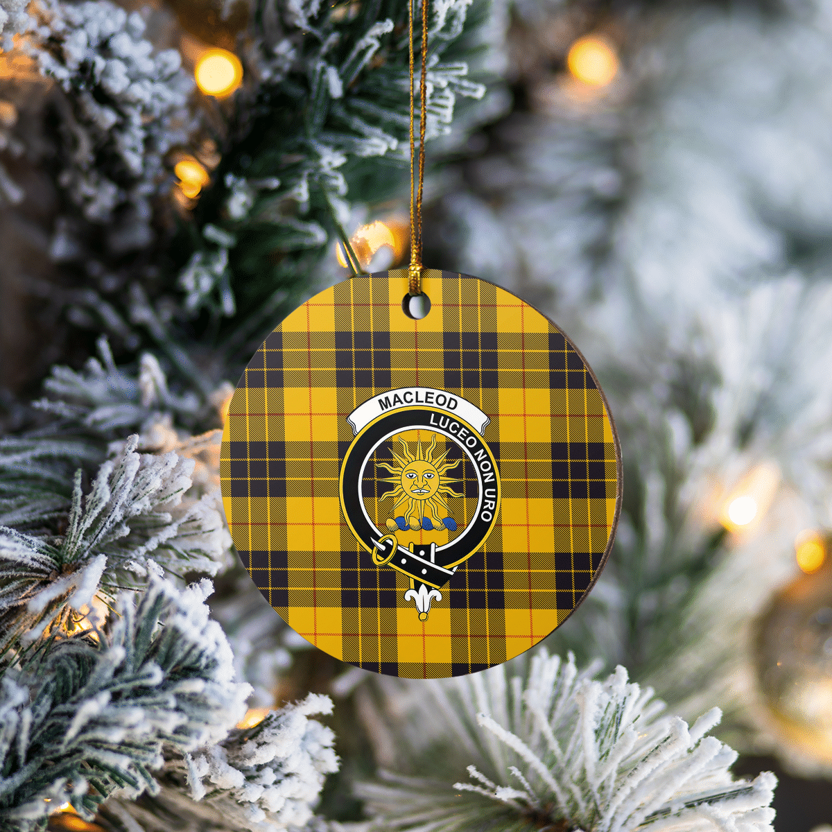 Clan MacLeod of Lewis Ancient Tartan Crest Round Ceramic Ornament RV35 MacLeod of Lewis Ancient Tartan Tartan Christmas   