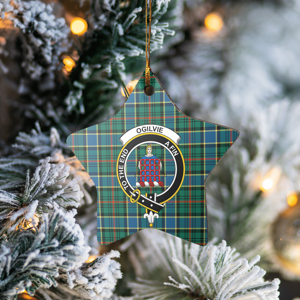 Clan Ogilvie Hunting Ancient Tartan Crest Star Ceramic Ornament MW19 Ogilvie Hunting Ancient Tartan Tartan Christmas   