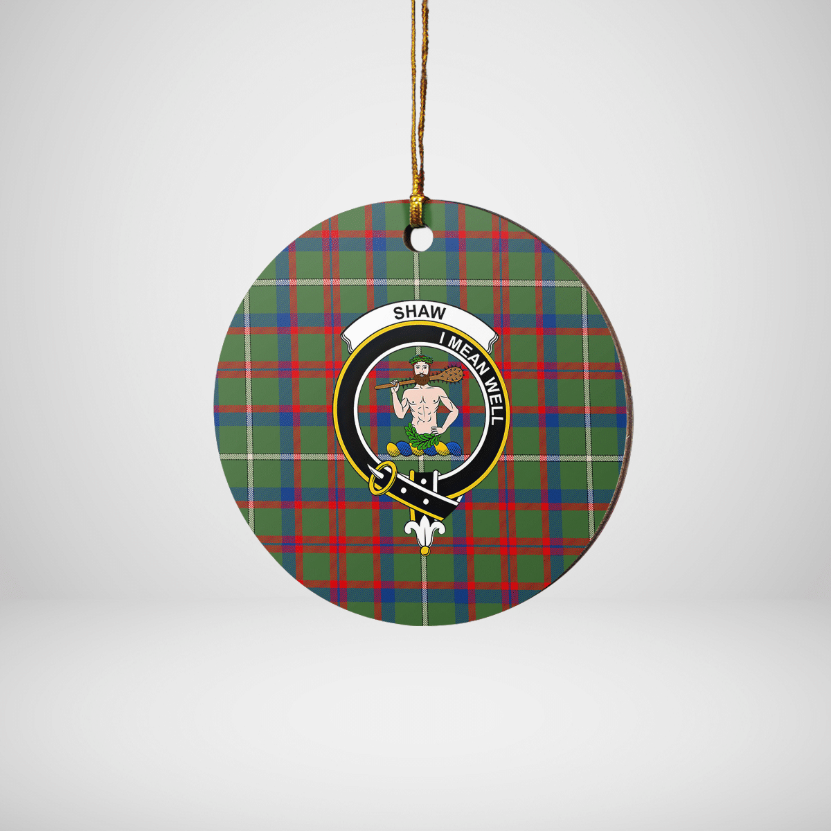Clan Shaw Green Modern Tartan Crest Round Ceramic Ornament VT84 Shaw Green Modern Tartan Tartan Christmas   