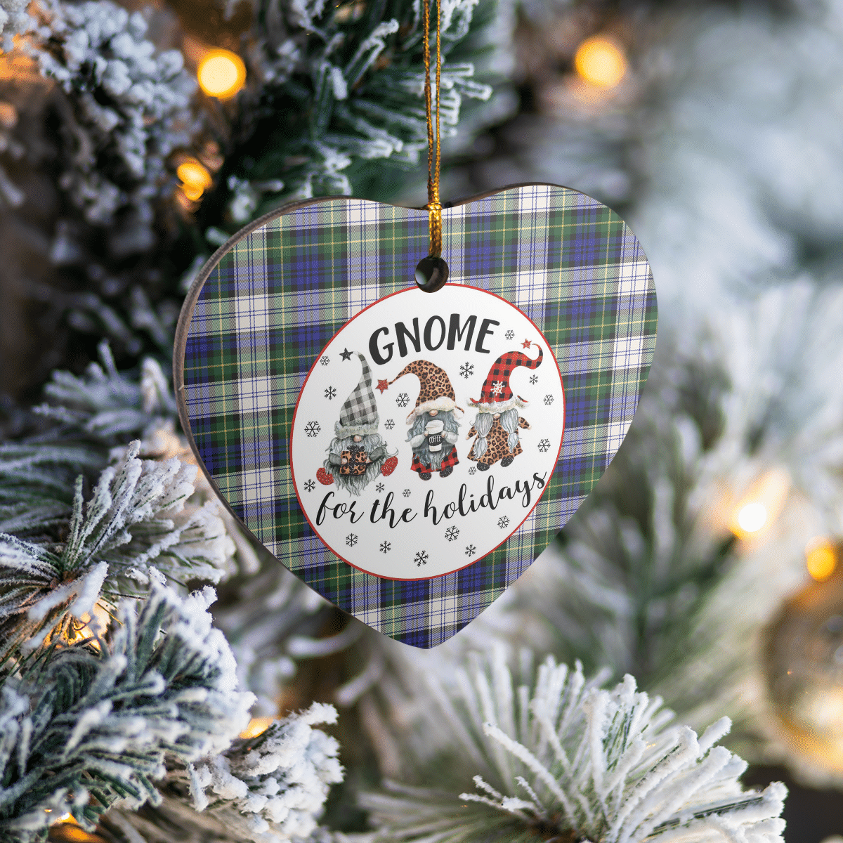 Clan Gordon Dress Modern Tartan Tartan Crest Gnome Heart Ceramic Ornament PU29 Gordon Dress Modern Tartan Tartan Christmas   