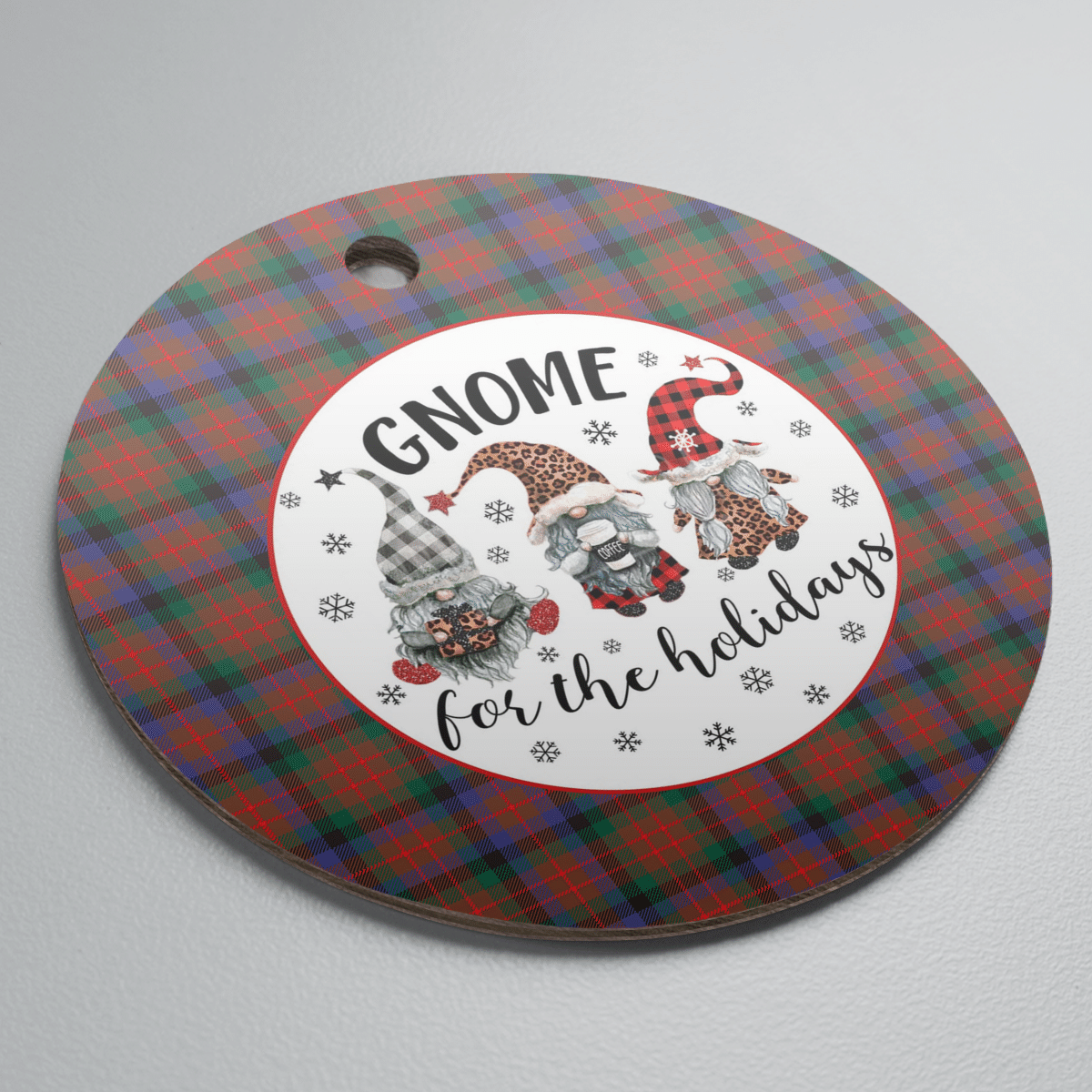 Clan MacDuff Hunting Modern Tartan Tartan Crest Gnome Round Ceramic Ornament CO31 MacDuff Hunting Modern Tartan Tartan Christmas   